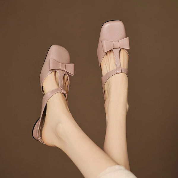 Amorie Bow Leather Mules